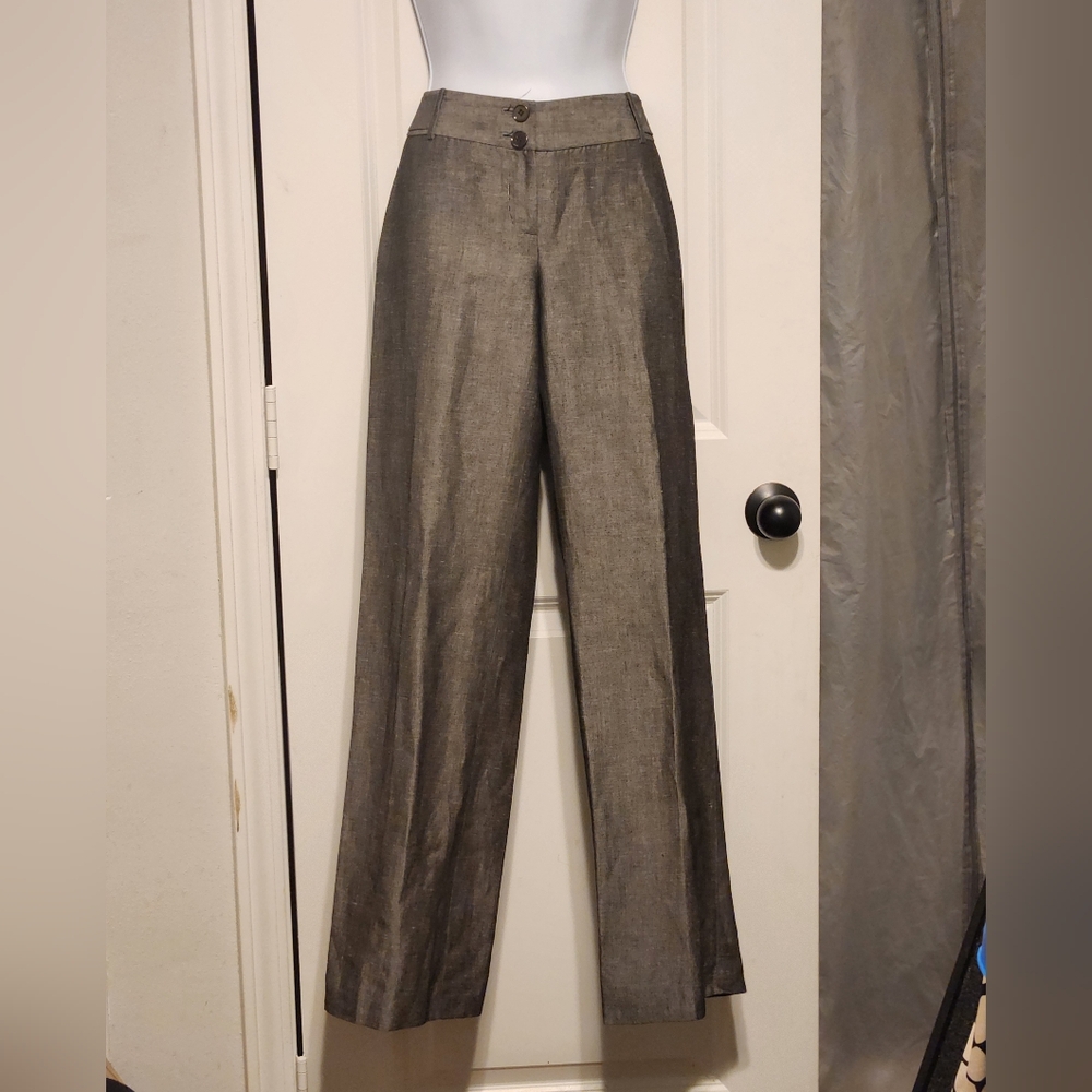 AT Loft grey linen flare slacks size 2 NWOT